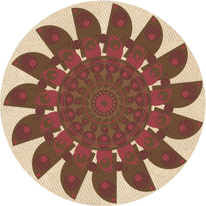 Square Patterned Brown Red Rug, pat1897org