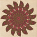 Round Patterned Brown Red Rug, pat1897org