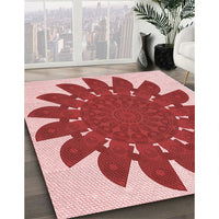 Patterned Pastel Pink Rug, pat1897rd