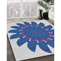 Patterned Sapphire Blue Novelty Rug, pat1897