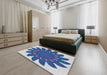 Patterned Sapphire Blue Novelty Rug in a Bedroom, pat1897