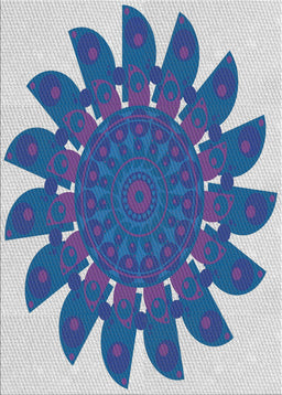 Patterned Sapphire Blue Novelty Rug, pat1897