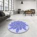 Round Patterned Light Slate Blue Rug in a Office, pat1898blu