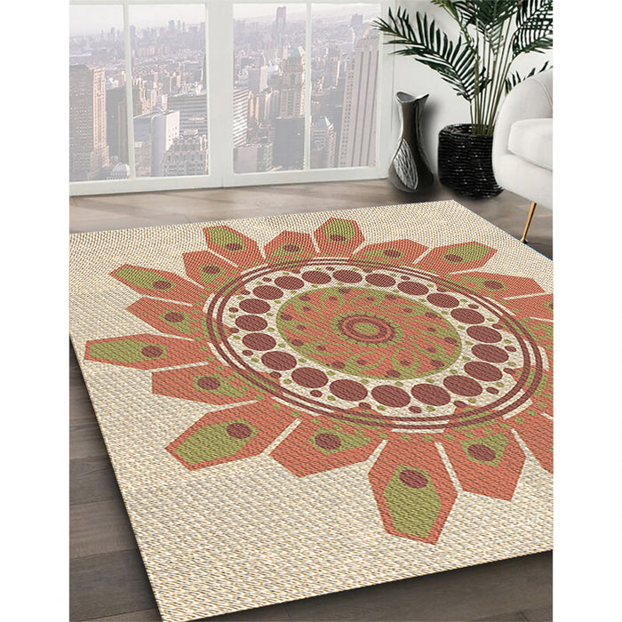 Machine Washable Transitional Khaki Gold Rug in a Family Room, wshpat1898brn
