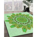 Patterned Green Rug in Family Room, pat1898grn