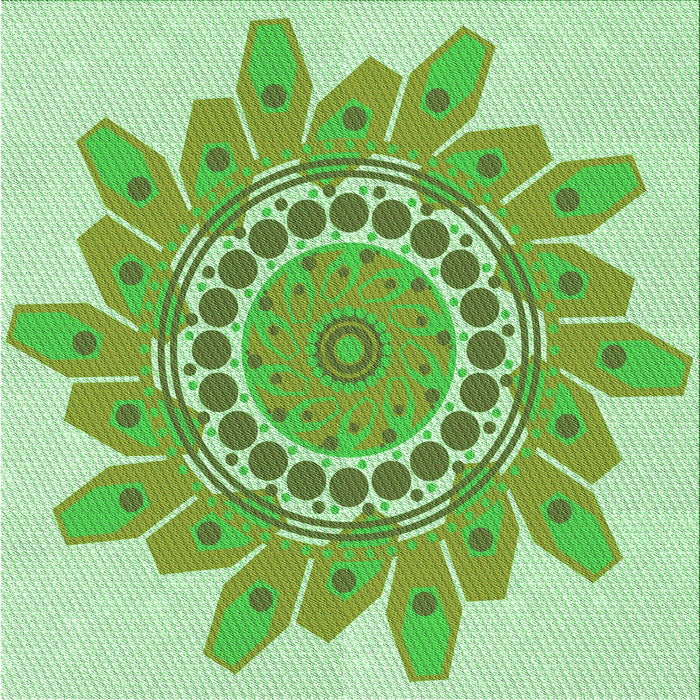 Round Machine Washable Transitional Green Rug, wshpat1898grn