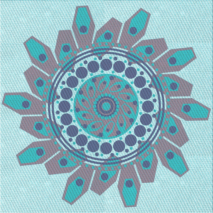 Round Machine Washable Transitional Koi Blue Rug, wshpat1898lblu