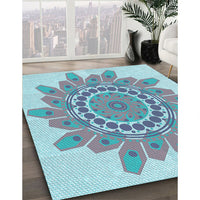 Patterned Koi Blue Rug, pat1898lblu