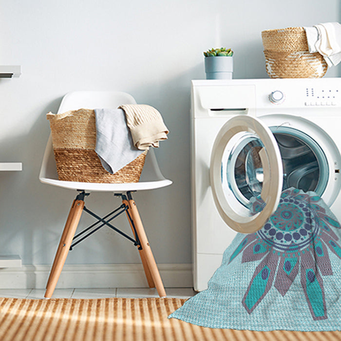 Machine Washable Transitional Koi Blue Rug in a Washing Machine, wshpat1898lblu