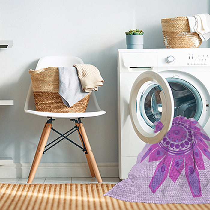 Machine Washable Transitional Blossom Pink Rug in a Washing Machine, wshpat1898pur