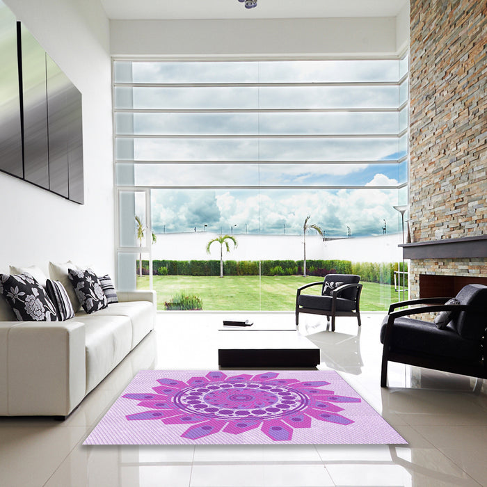 Machine Washable Transitional Blossom Pink Rug in a Kitchen, wshpat1898pur