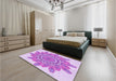 Patterned Blossom Pink Rug in a Bedroom, pat1898pur