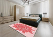 Patterned Deep Rose Pink Rug in a Bedroom, pat1898rd