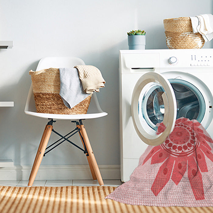 Machine Washable Transitional Deep Rose Pink Rug in a Washing Machine, wshpat1898rd