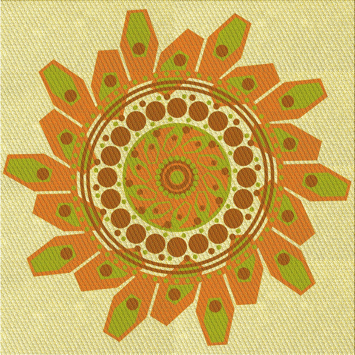 Round Machine Washable Transitional Orange Rug, wshpat1898yw