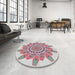 Round Machine Washable Transitional Gainsboro Gray Rug in a Office, wshpat1898