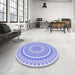 Round Patterned Light Slate Blue Rug in a Office, pat1899blu