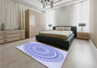 Patterned Light Slate Blue Rug in a Bedroom, pat1899blu