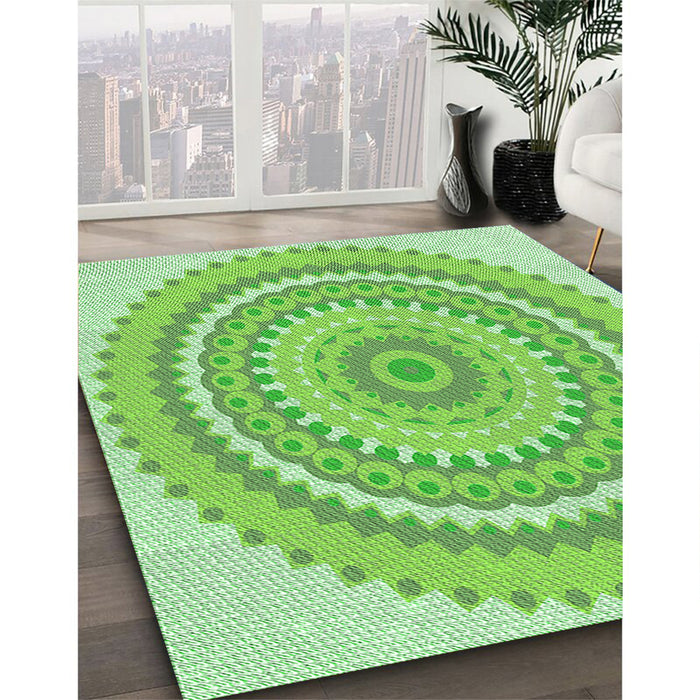 Machine Washable Transitional Jade Green Rug in a Family Room, wshpat1899grn