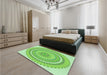 Round Machine Washable Transitional Jade Green Rug in a Office, wshpat1899grn