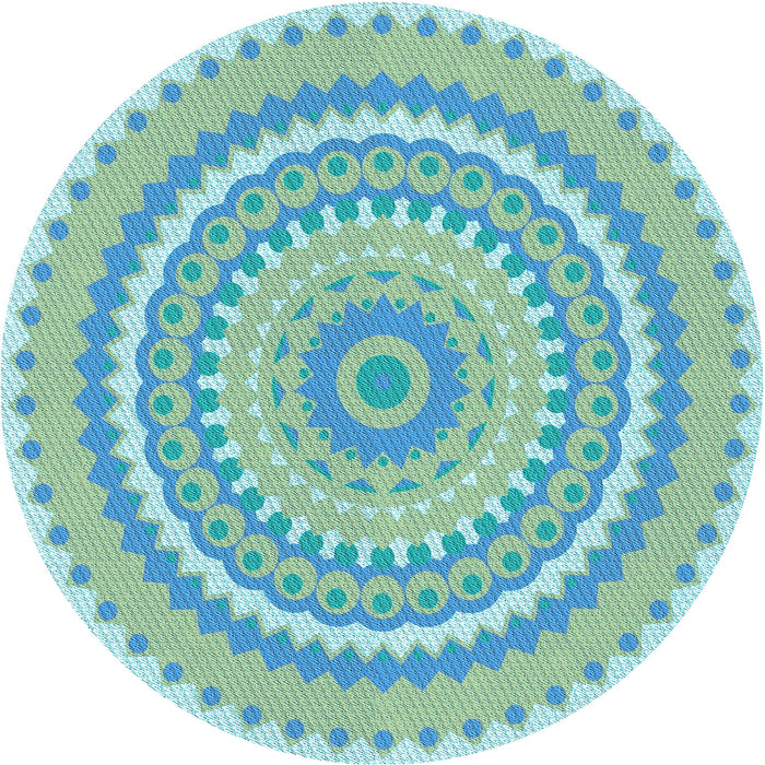 Square Patterned Aquamarine Green Rug, pat1899lblu