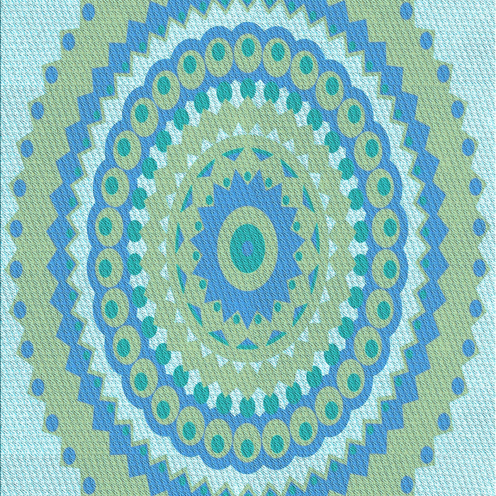 Machine Washable Transitional Aquamarine Green Rug, wshpat1899lblu