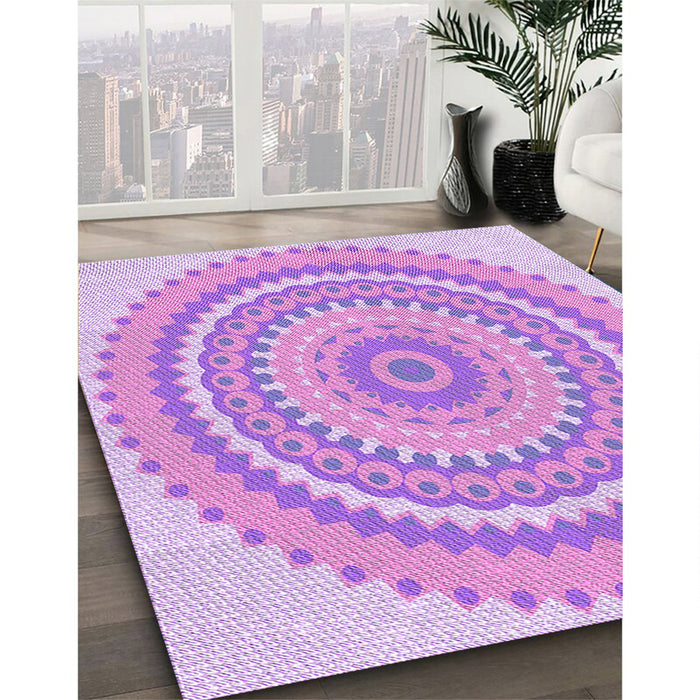 Machine Washable Transitional Blossom Pink Rug in a Family Room, wshpat1899pur