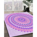 Machine Washable Transitional Blossom Pink Rug in a Family Room, wshpat1899pur