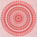 Round Machine Washable Transitional Pink Rug, wshpat1899rd