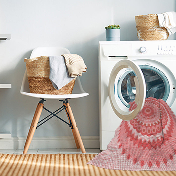 Machine Washable Transitional Pink Rug in a Washing Machine, wshpat1899rd
