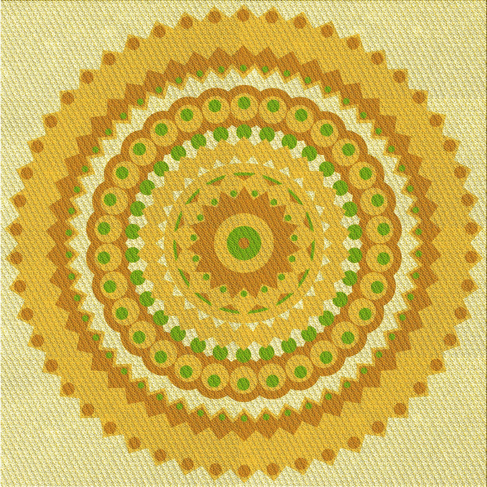 Round Patterned Bold Yellow Rug, pat1899yw