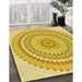 Machine Washable Transitional Bold Yellow Rug in a Family Room, wshpat1899yw