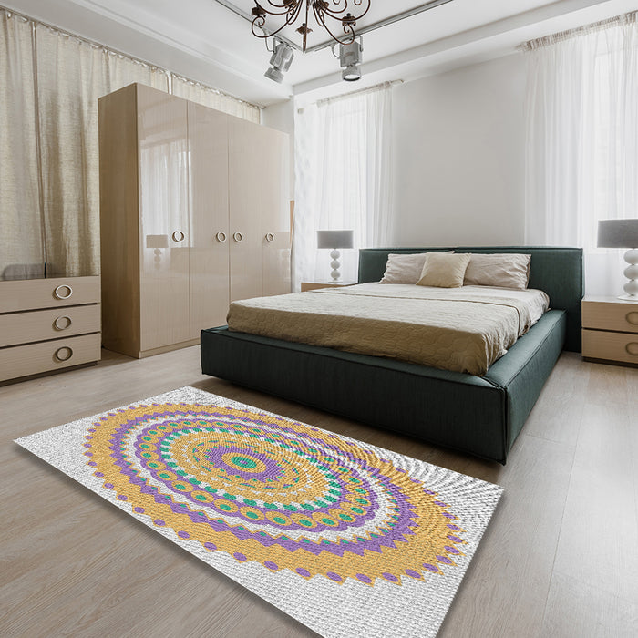 Machine Washable Transitional Rose Dust Purple Rug in a Bedroom, wshpat1899