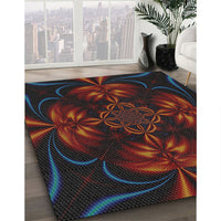 Patterned Chocolate Brown Novelty Rug, pat189