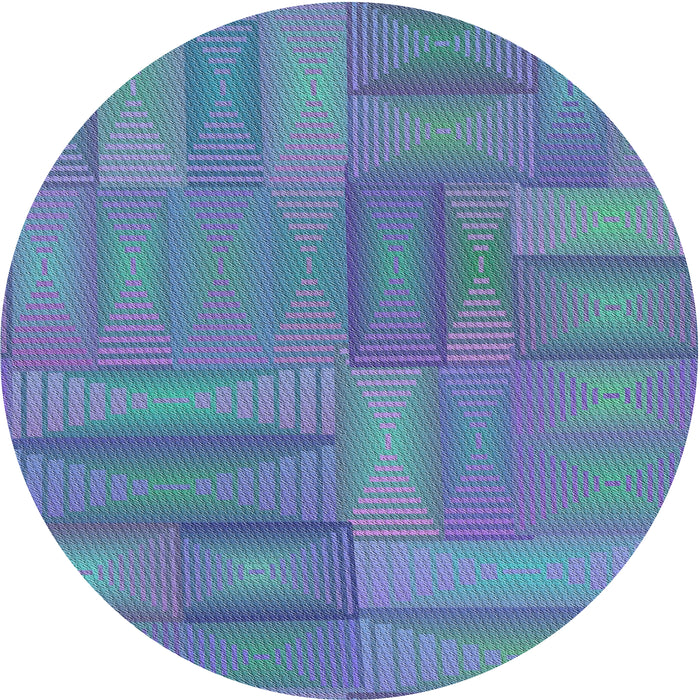 Sideview of Patterned Sapphire Blue Novelty Rug, pat18