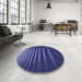 Round Patterned Lapis Blue Rug in a Office, pat19blu