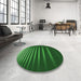 Round Patterned Deep Emerald Green Rug in a Office, pat19grn