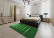 Patterned Deep Emerald Green Rug in a Bedroom, pat19grn