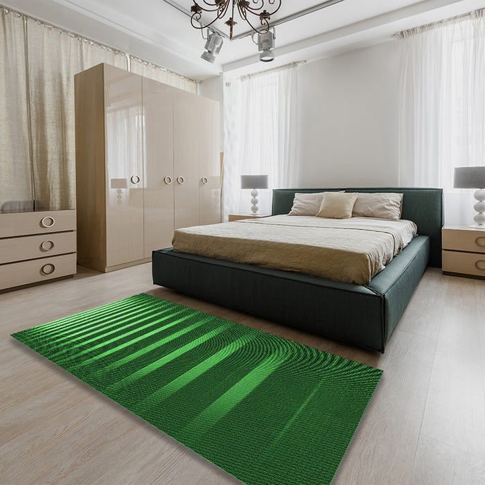 Patterned Deep Emerald Green Rug in a Bedroom, pat19grn