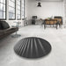 Round Patterned Charcoal Black Rug in a Office, pat19gry