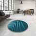 Round Patterned Deep-Sea Blue Rug in a Office, pat19lblu