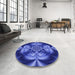 Round Patterned Cobalt Blue Rug in a Office, pat190blu