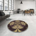 Round Patterned Burgundy Brown Rug in a Office, pat190brn