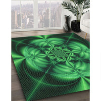 Patterned Deep Teal Green Rug, pat190grn