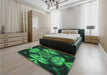 Patterned Deep Teal Green Rug in a Bedroom, pat190grn