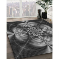 Patterned Charcoal Black Rug, pat190gry