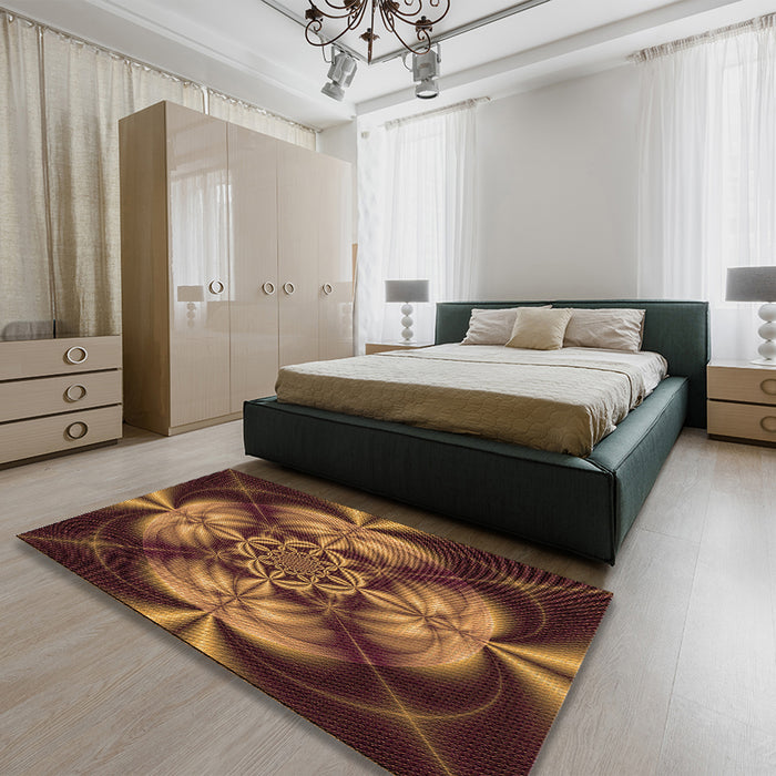 Patterned Red Rug in a Bedroom, pat190org