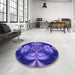 Round Patterned Cobalt Blue Rug in a Office, pat190pur