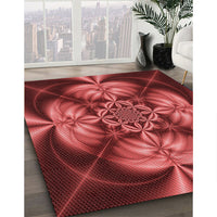 Patterned Crimson Red Rug, pat190rd