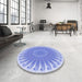 Round Patterned Light Slate Blue Rug in a Office, pat1900blu